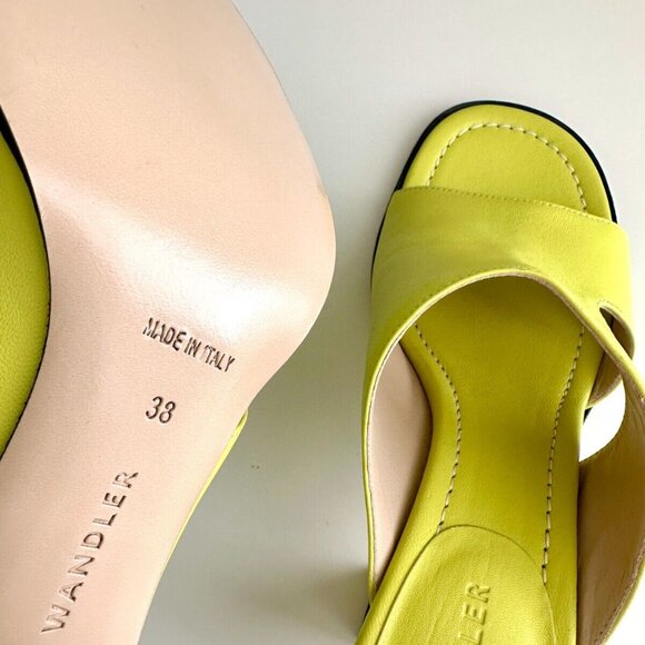NEW WANDLER Leather Cut-Out Open Toe Mules in Lemon Lime Size 38 US 8 - Picture 13 of 13